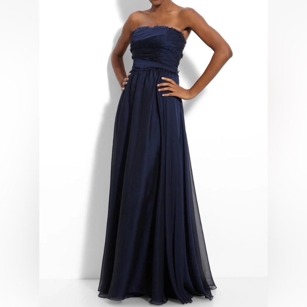 Monique Lhuillier Navy Strapless Dress